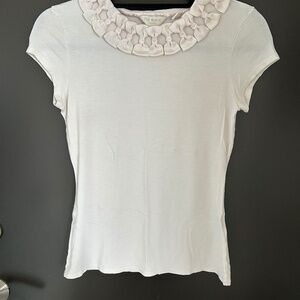 Ted Baker White Ruffle Collar Top